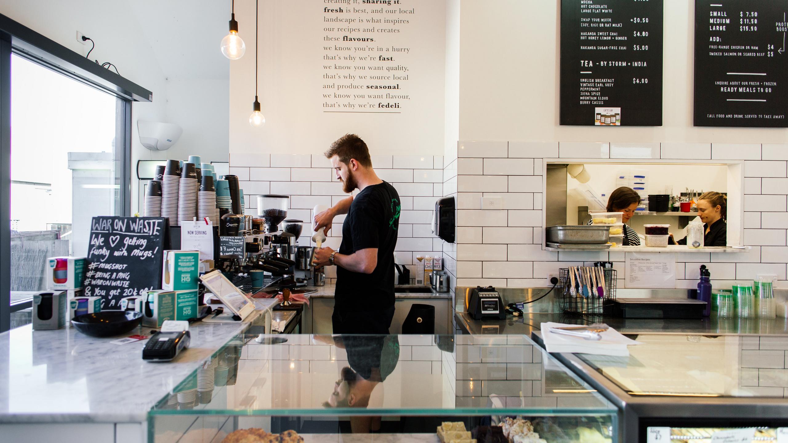 Barista making coffee